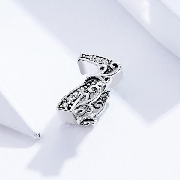 7 Number Numeral Sterling Silver Crystal Zircon CZ Bead Charm Bracelet Necklace