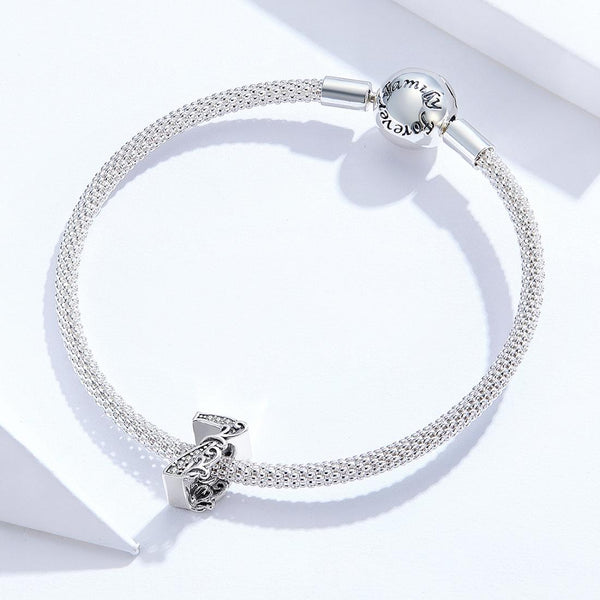 7 Number Numeral Sterling Silver Crystal Zircon CZ Bead Charm Bracelet Necklace