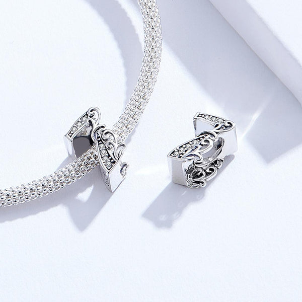 7 Number Numeral Sterling Silver Crystal Zircon CZ Bead Charm Bracelet Necklace