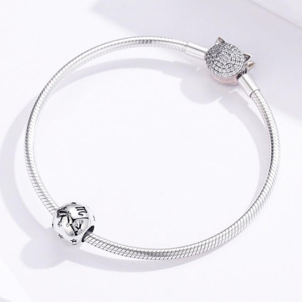 Scorpio Zodiac Constellation Sterling Silver Zircon CZ Bead Charm Bracelet Necklace