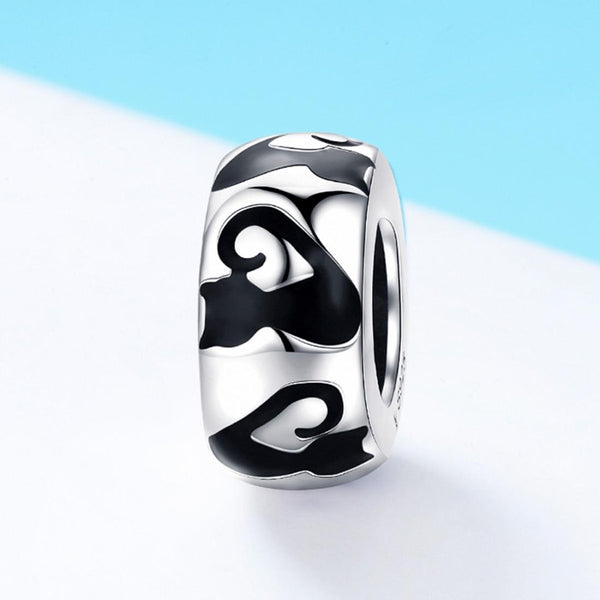 Black Cat Enamel Sterling Silver Spacer Bead Charm Bracelet Necklace