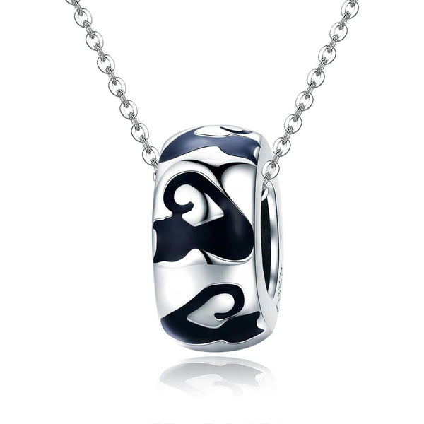 Black Cat Enamel Sterling Silver Spacer Bead Charm Bracelet Necklace