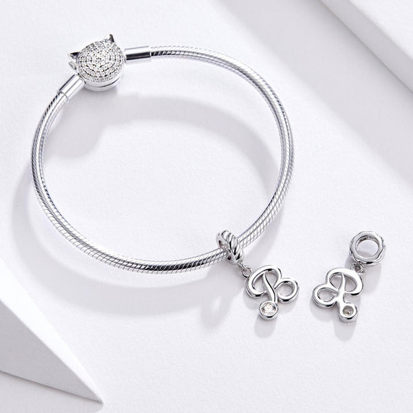 R Letter Initial Platinum Plated Sterling Silver Crystal Zircon Charm Bracelet Necklace