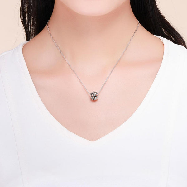 R Initial Letter Sterling Silver Zircon CZ Bead Charm Bracelet Necklace