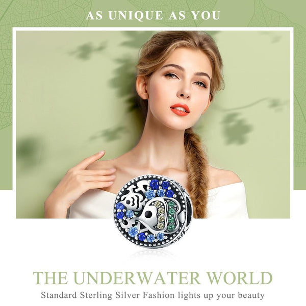 Colourful Fish Ocean Sea Sterling Silver Zircon CZ Bead Charm Bracelet Necklace