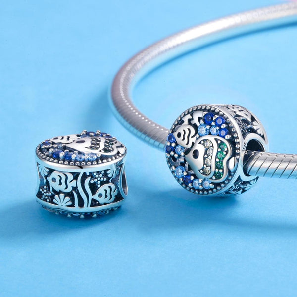 Colourful Fish Ocean Sea Sterling Silver Zircon CZ Bead Charm Bracelet Necklace