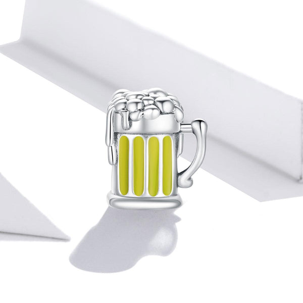 Beer Mug Glass Stein Enamel Sterling Silver Bead Charm Bracelet Necklace