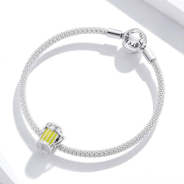 Beer Mug Glass Stein Enamel Sterling Silver Bead Charm Bracelet Necklace