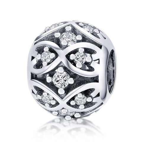 Filigree Sterling Silver Zircon CZ Spacer Bead Charm Bracelet Necklace Pendant