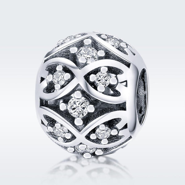 Filigree Sterling Silver Zircon CZ Spacer Bead Charm Bracelet Necklace Pendant