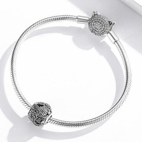 Chrysanthymum Floral Sterling Silver Spacer Bead Charm Pendant Bracelet Necklace