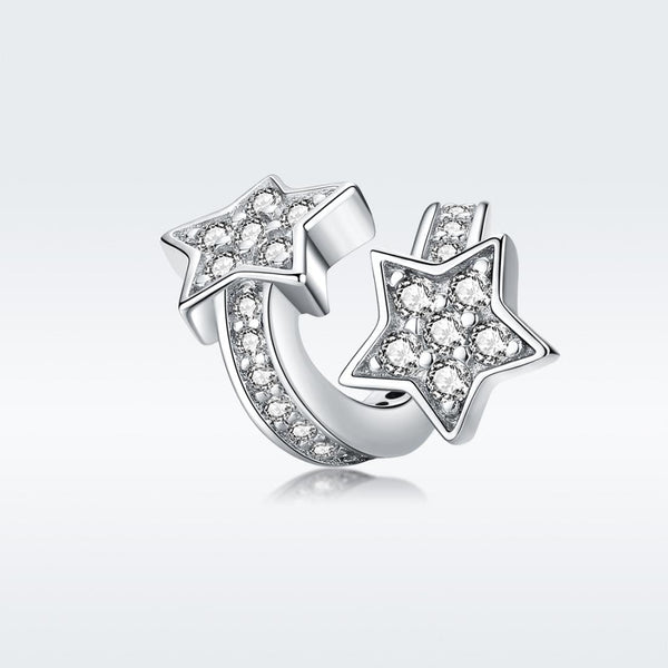 Shooting Stars Sterling Silver Zircon CZ Bead Charm Pendant Bracelet Necklace