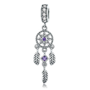Dreamcatcher Sterling Silver Zircon CZ Bead Charm Bracelet Necklace Pendant