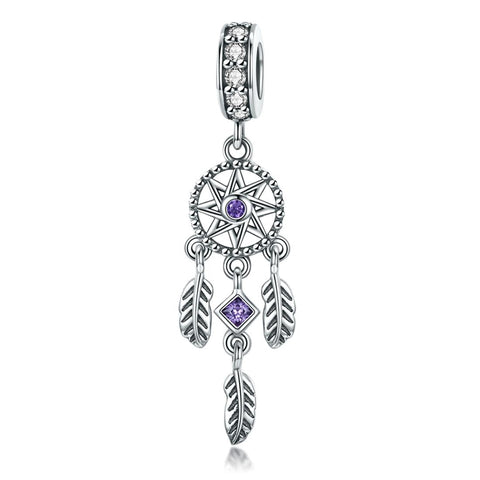 Dreamcatcher Sterling Silver Zircon CZ Bead Charm Bracelet Necklace Pendant