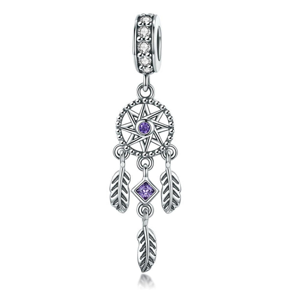 Dreamcatcher Sterling Silver Zircon CZ Bead Charm Bracelet Necklace Pendant