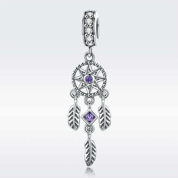 Dreamcatcher Sterling Silver Zircon CZ Bead Charm Bracelet Necklace Pendant