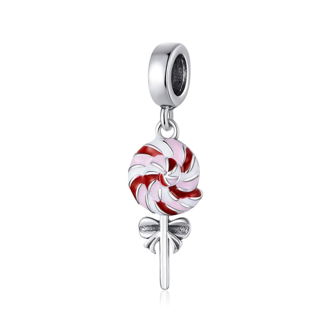 Lollipop Enamel Sterling Silver Bead Charm Bracelet Necklace Pendant