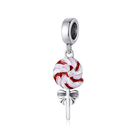 Lollipop Enamel Sterling Silver Bead Charm Bracelet Necklace Pendant