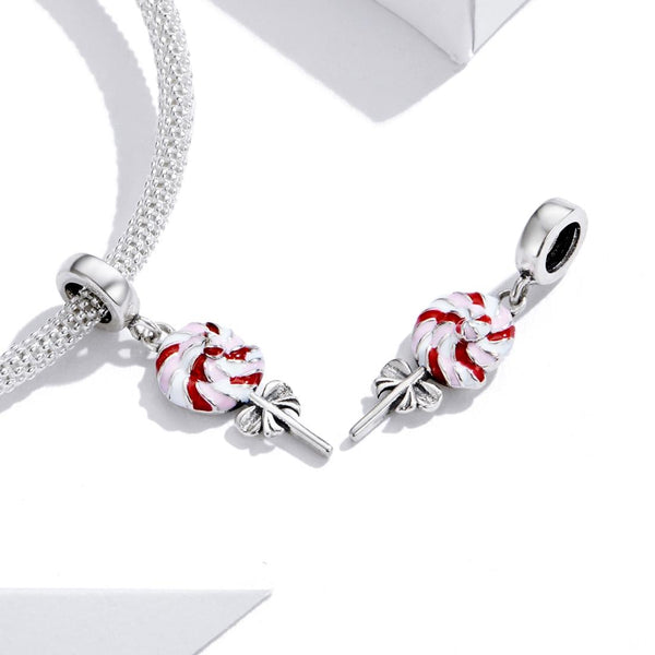 Lollipop Enamel Sterling Silver Bead Charm Bracelet Necklace Pendant