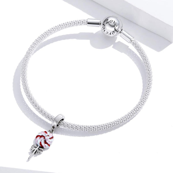 Lollipop Enamel Sterling Silver Bead Charm Bracelet Necklace Pendant