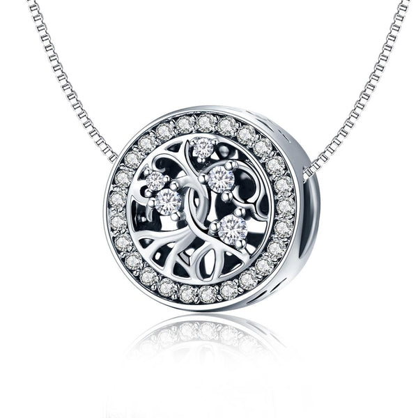 Tree Of Life Sterling Silver Zircon CZ Bead Charm Bracelet Necklace