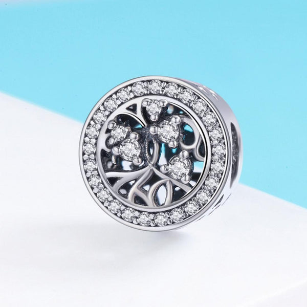 Tree Of Life Sterling Silver Zircon CZ Bead Charm Bracelet Necklace