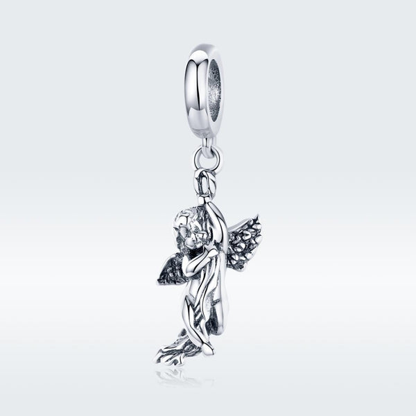 Cupid Eros Sterling Silver Bead Charm Pendant Bracelet Necklace