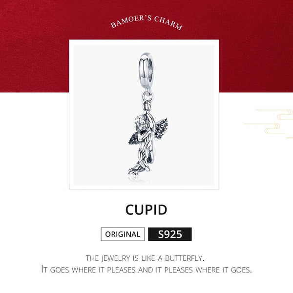 Cupid Eros Sterling Silver Bead Charm Pendant Bracelet Necklace