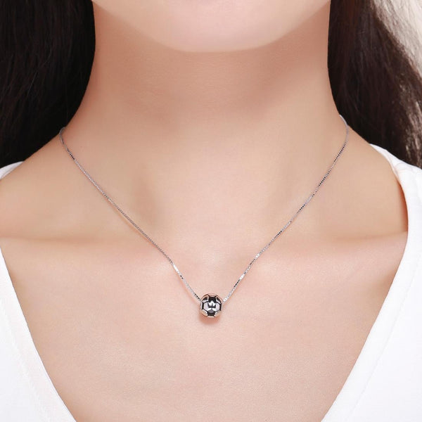 Football Soccer Ball Enamel Sterling Silver Spacer Bead Charm Bracelet Necklace