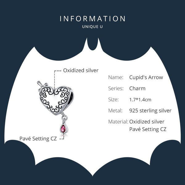 Bleeding Dagger Heart Sterling Silver Zircon CZ Bead Charm Bracelet Necklace