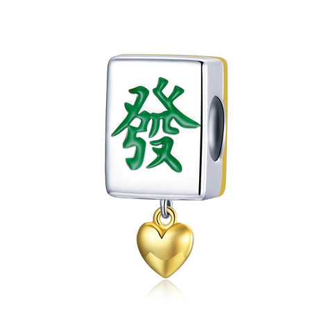 Mahjong Enamel Sterling Silver Bead Charm Pendant Bracelet Necklace