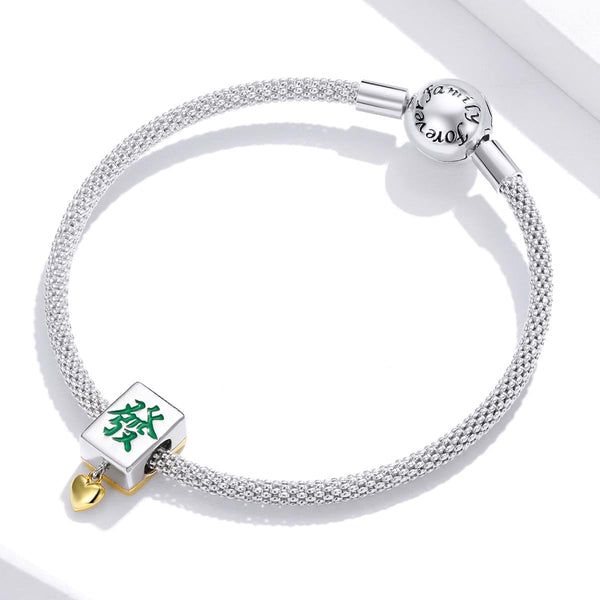Mahjong Enamel Sterling Silver Bead Charm Pendant Bracelet Necklace