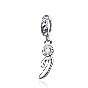 I Letter Initial Platinum Plated Sterling Silver Crystal Zircon Charm Bracelet Necklace