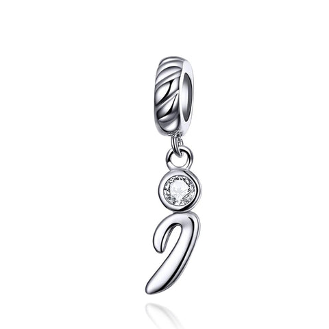 I Letter Initial Platinum Plated Sterling Silver Crystal Zircon Charm Bracelet Necklace