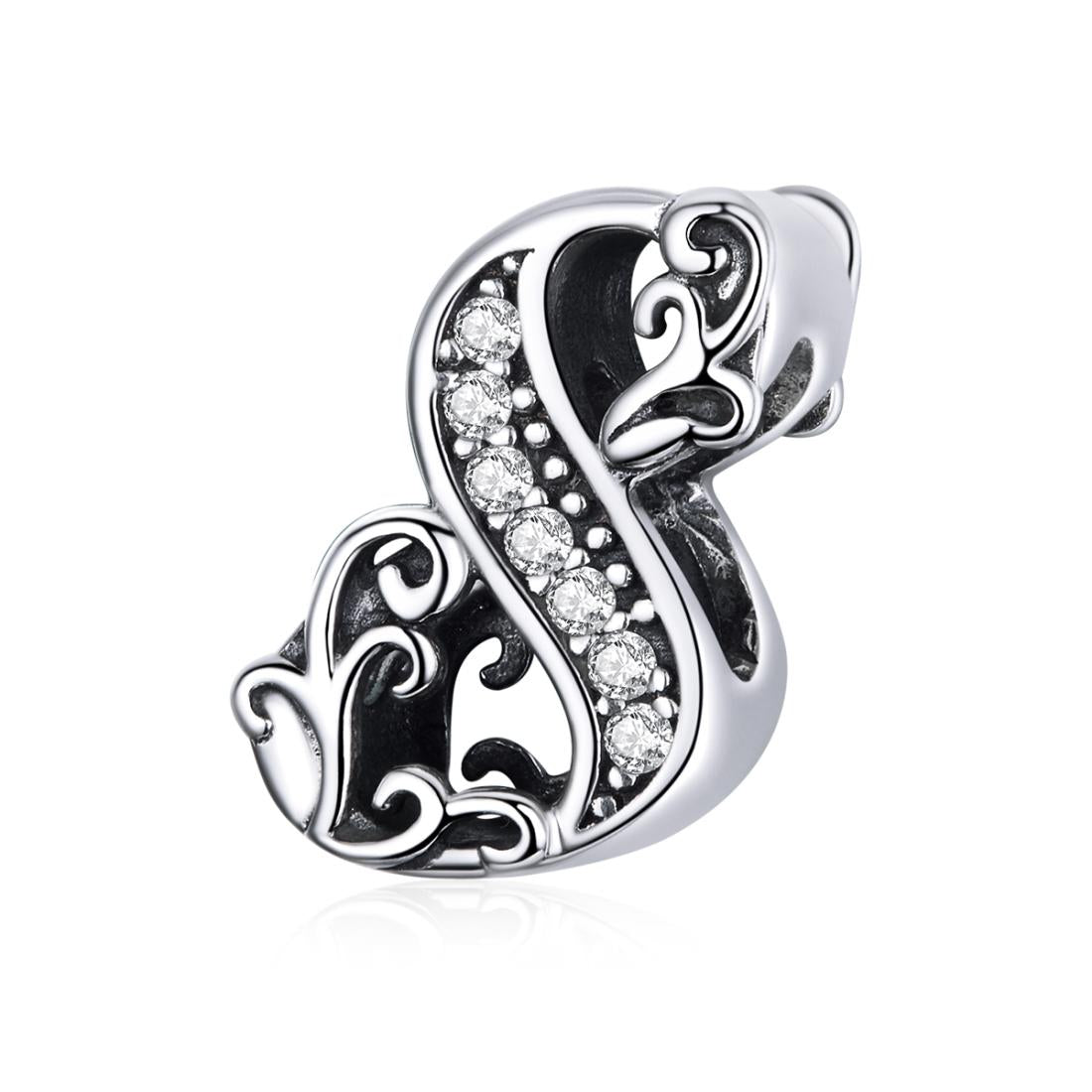 8 Number Numeral Sterling Silver Crystal Zircon CZ Bead Charm Bracelet Necklace