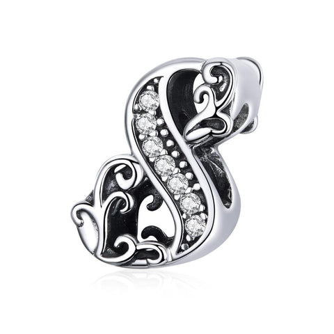 8 Number Numeral Sterling Silver Crystal Zircon CZ Bead Charm Bracelet Necklace