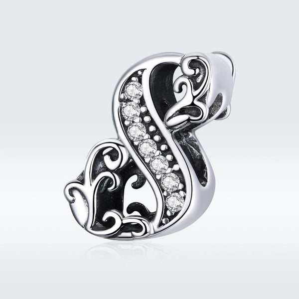 8 Number Numeral Sterling Silver Crystal Zircon CZ Bead Charm Bracelet Necklace