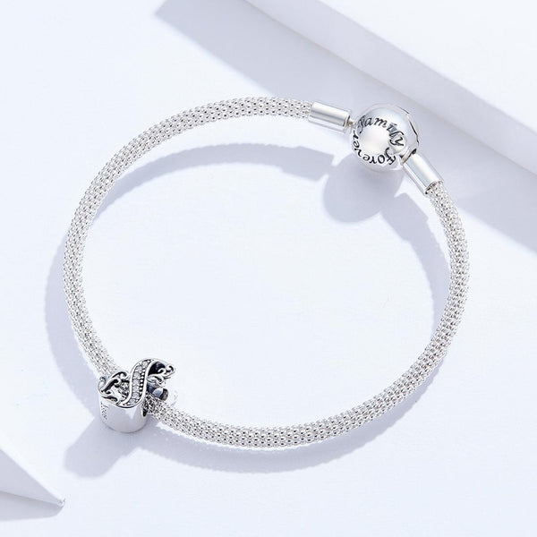 8 Number Numeral Sterling Silver Crystal Zircon CZ Bead Charm Bracelet Necklace