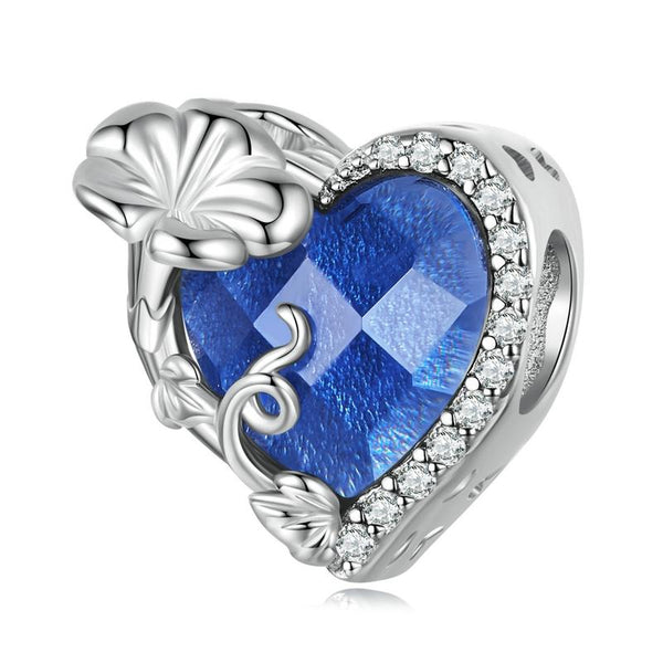 Sapphire Aster September Birthstone Birth Flower Sterling Silver Bead Charm Bracelet