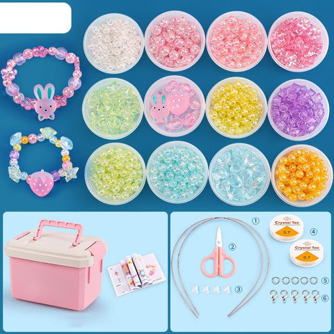 DIY Bracelet Necklace Jewellery Making Kit Kids Children 12 Designs Rabbit