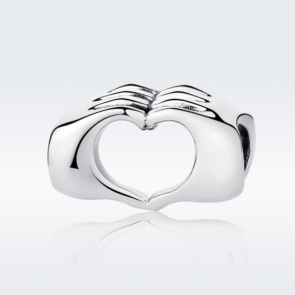Heart In Hands Sterling Silver Bead Charm Pendant Bracelet Necklace