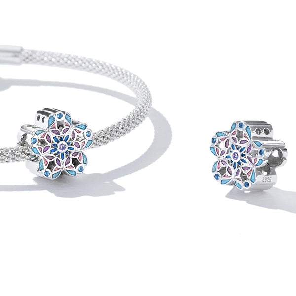 Colourful Butterfly Flower Sterling Silver Enamel Zircon CZ Bead Charm Bracelet