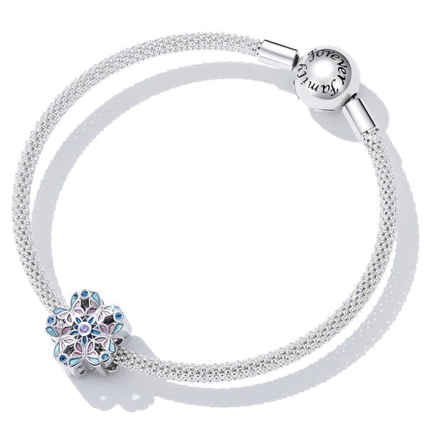Colourful Butterfly Flower Sterling Silver Enamel Zircon CZ Bead Charm Bracelet