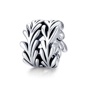 Seaweed Sterling Silver Spacer Bead Charm Bracelet Necklace