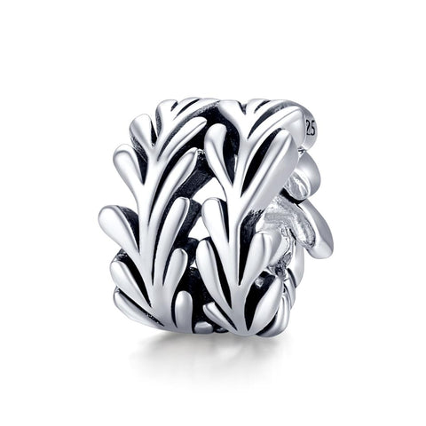 Seaweed Sterling Silver Spacer Bead Charm Bracelet Necklace