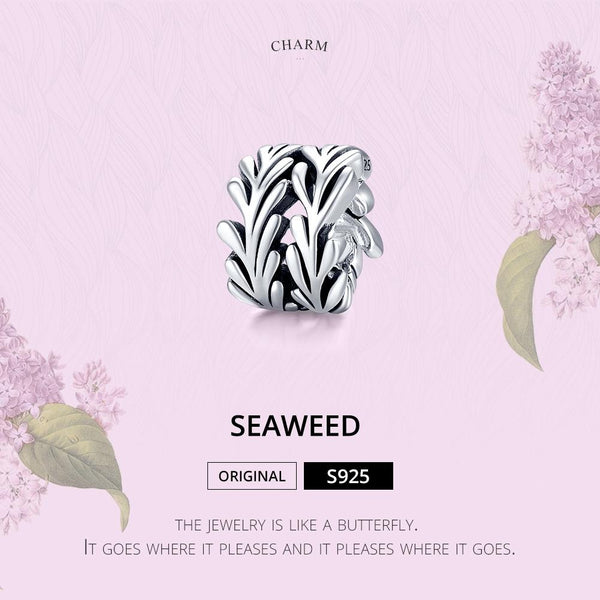 Seaweed Sterling Silver Spacer Bead Charm Bracelet Necklace