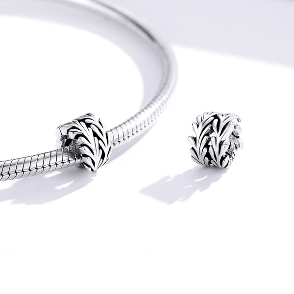 Seaweed Sterling Silver Spacer Bead Charm Bracelet Necklace