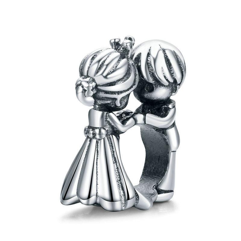 Bride Groom Wedding Sterling Silver Bead Charm Pendant Bracelet Necklace