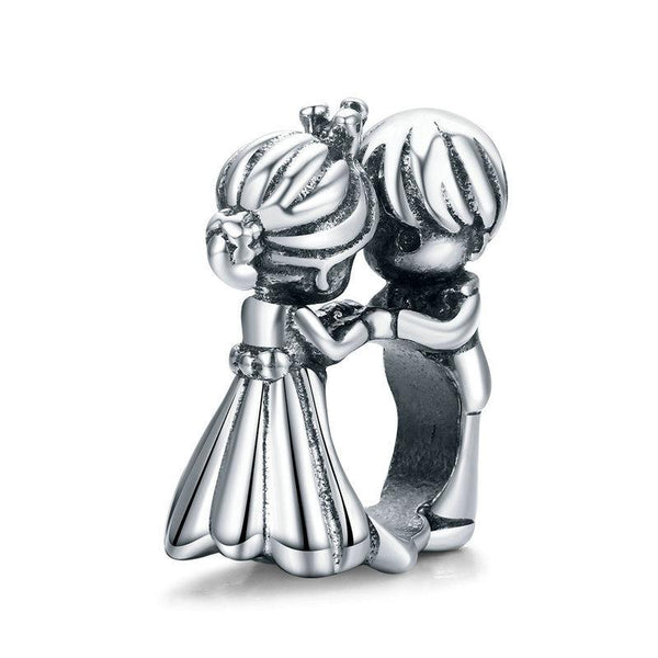 Bride Groom Wedding Sterling Silver Bead Charm Pendant Bracelet Necklace