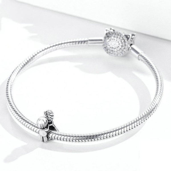 Bride Groom Wedding Sterling Silver Bead Charm Pendant Bracelet Necklace